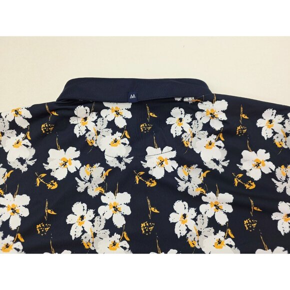 Mizzen Main Size 2XL Trim Mens Navy Floral Neck Logo Polyester Versa Polo NWT - Picture 8 of 12